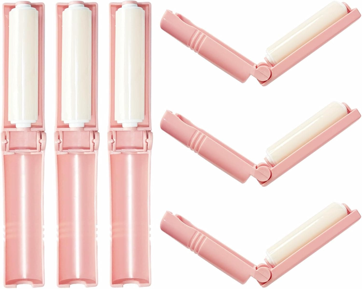 Mini Reusable Lint Roller for Travel, 6 Pack Washable Foldable Lint Remover with Sticky Gel, Portable, Compact and Easy to Clean for Clothes and Luggage Use (Pink)
