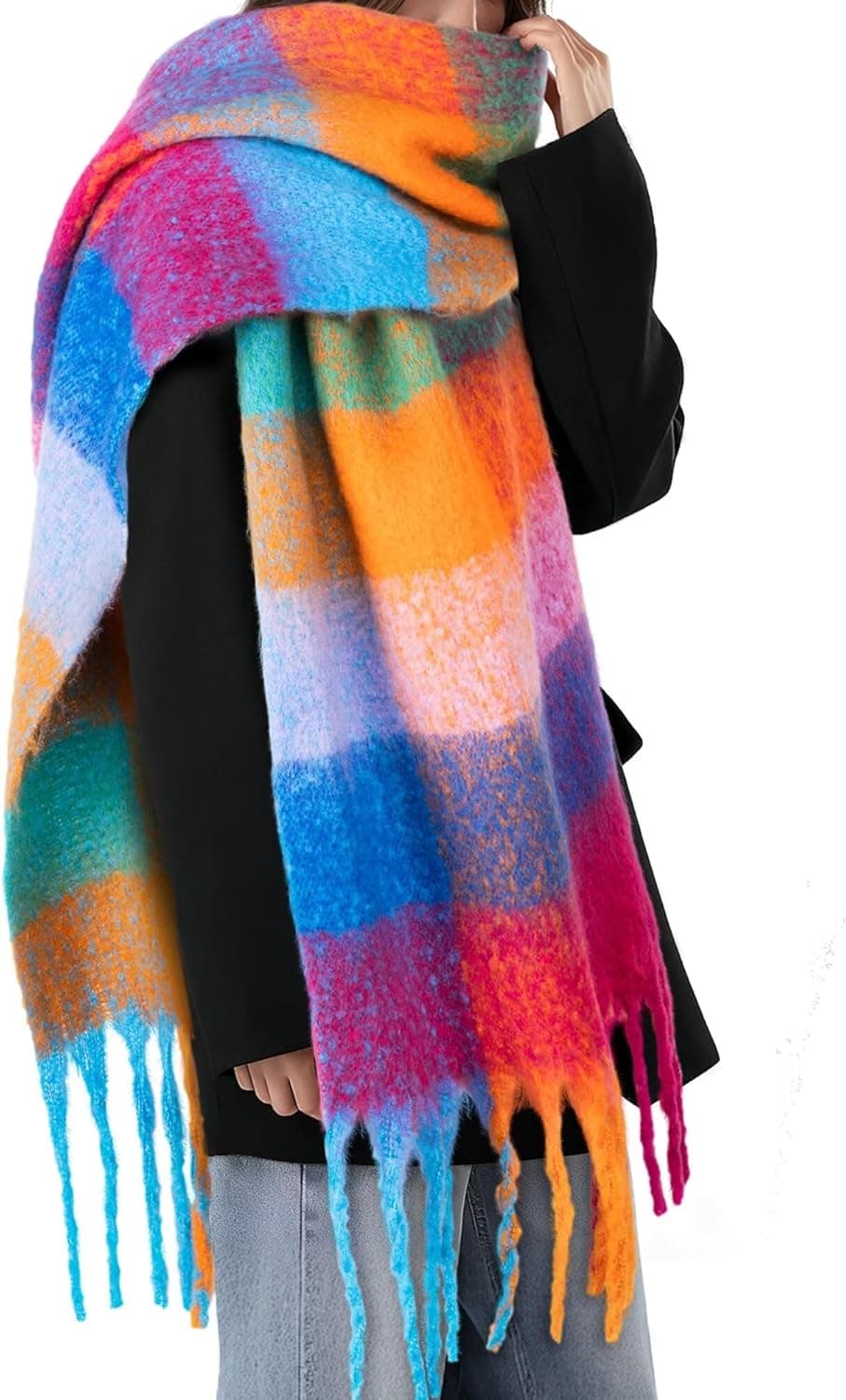 Colorful Winter Scarf for Women - Warm Chunky Blanket Scarves,Trendy Christmas Gifts & Stocking Stuffers for Women