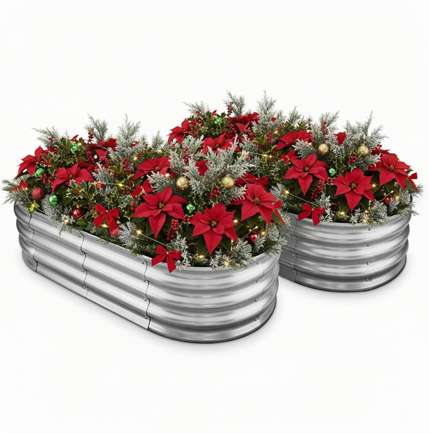 Galvanized Raised Garden Bed for Outdoor: 4X2X1ft Durable Metal Vegetable Plant Container Kit - Oval Planter Box for Gardening Flower Trough (2 Pack)