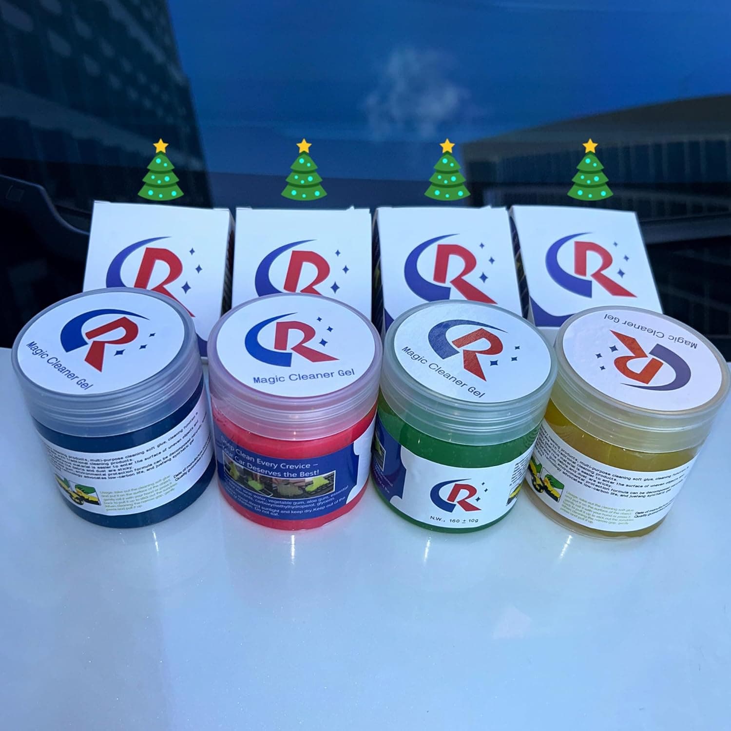 4-Pack Car Cleaning Gel Car Interior Cleaner Putty Slime Goop Detailing Tools Universal Dust Removal Cleaning for Car Accessories Vents Keyboard Four Scented Stocking Stuffers Gifts