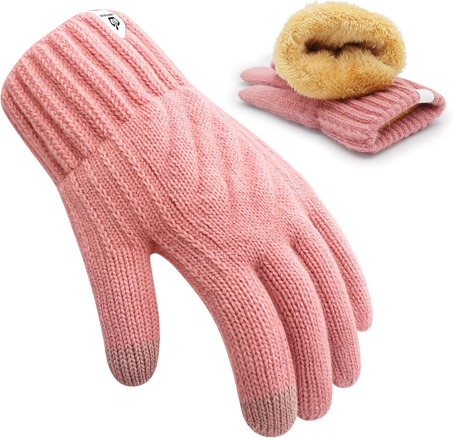 Kids Winter Gloves for Boys Girls, Fleece Lining Knitted Warm Gloves Touchscreen Thermal Children Mittens