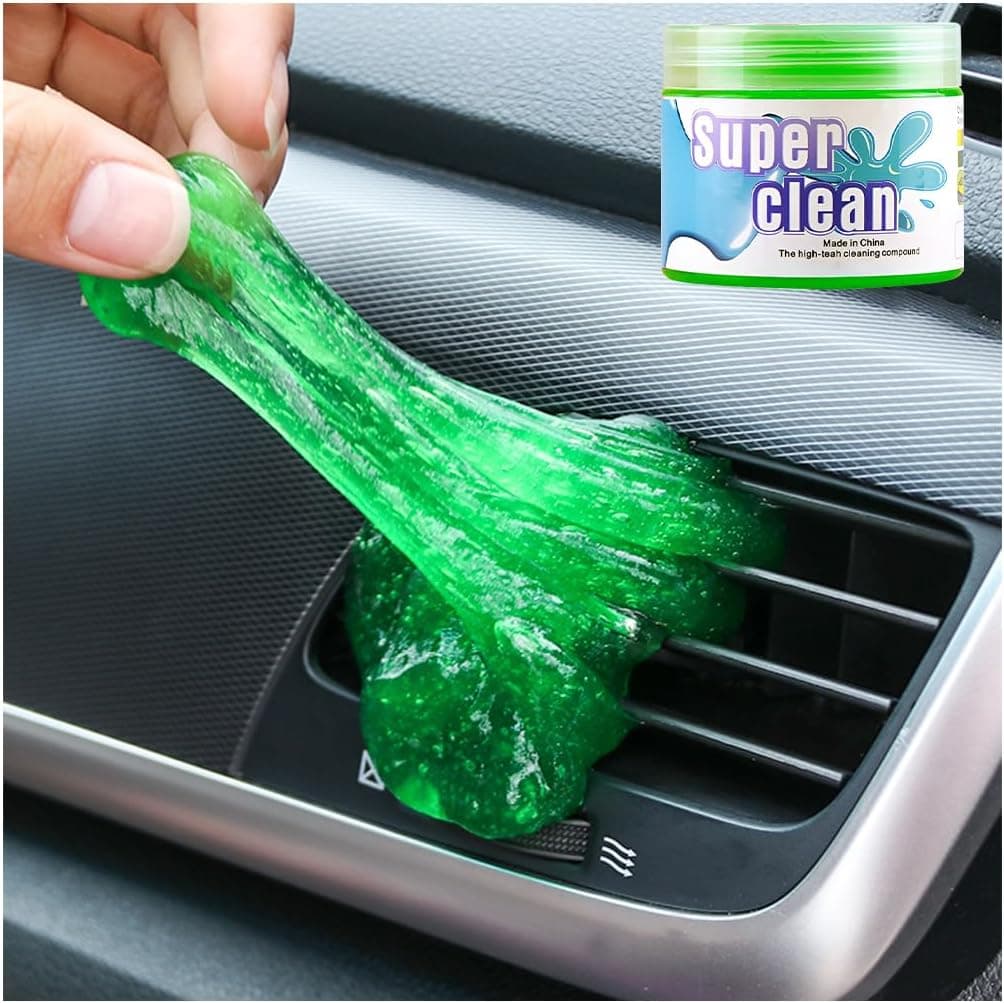 Car Cleaning Gel, Vehicle Dust Detailing Putty Slime Cleaner Kit for Air Vent, Reusable Automotive Interior Detail Clean Mud Removal Tool, Universal for SUV Sedan Truck (Green)