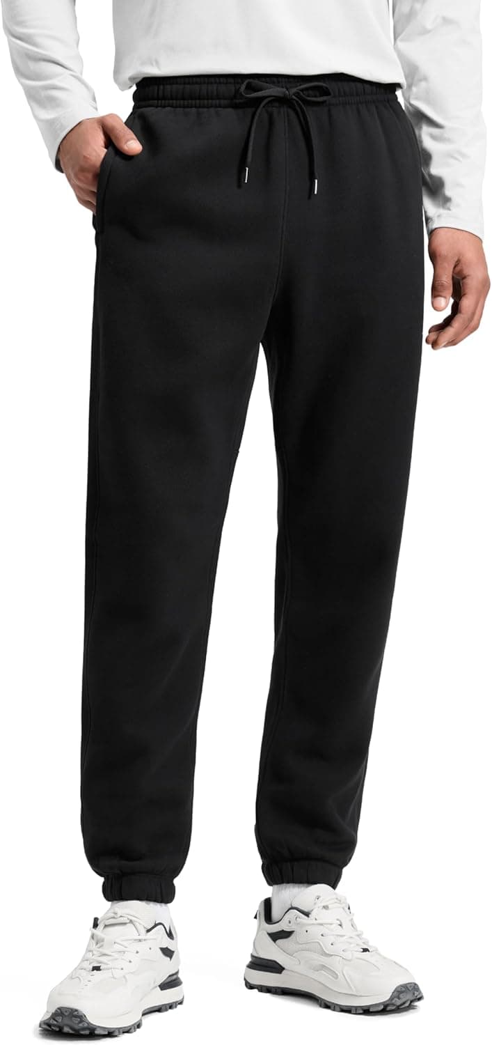 CRZ YOGA Cotton Fleece Lined Sweatpants for Men 30" - Classic Fit Casual Lounge Cozy Sweat Pants Joggers with Zipper Pockets