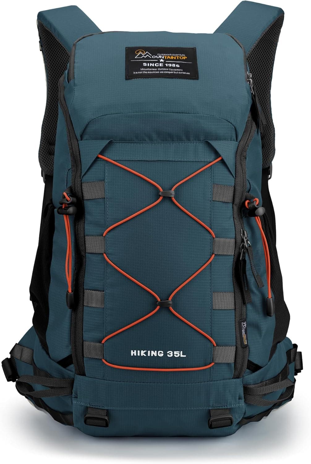 MOUNTAINTOP 35L Hiking Backpack, Lightweight Outdoor Travel Camping Daypack with Rain Cover for Men & Women(Blue)