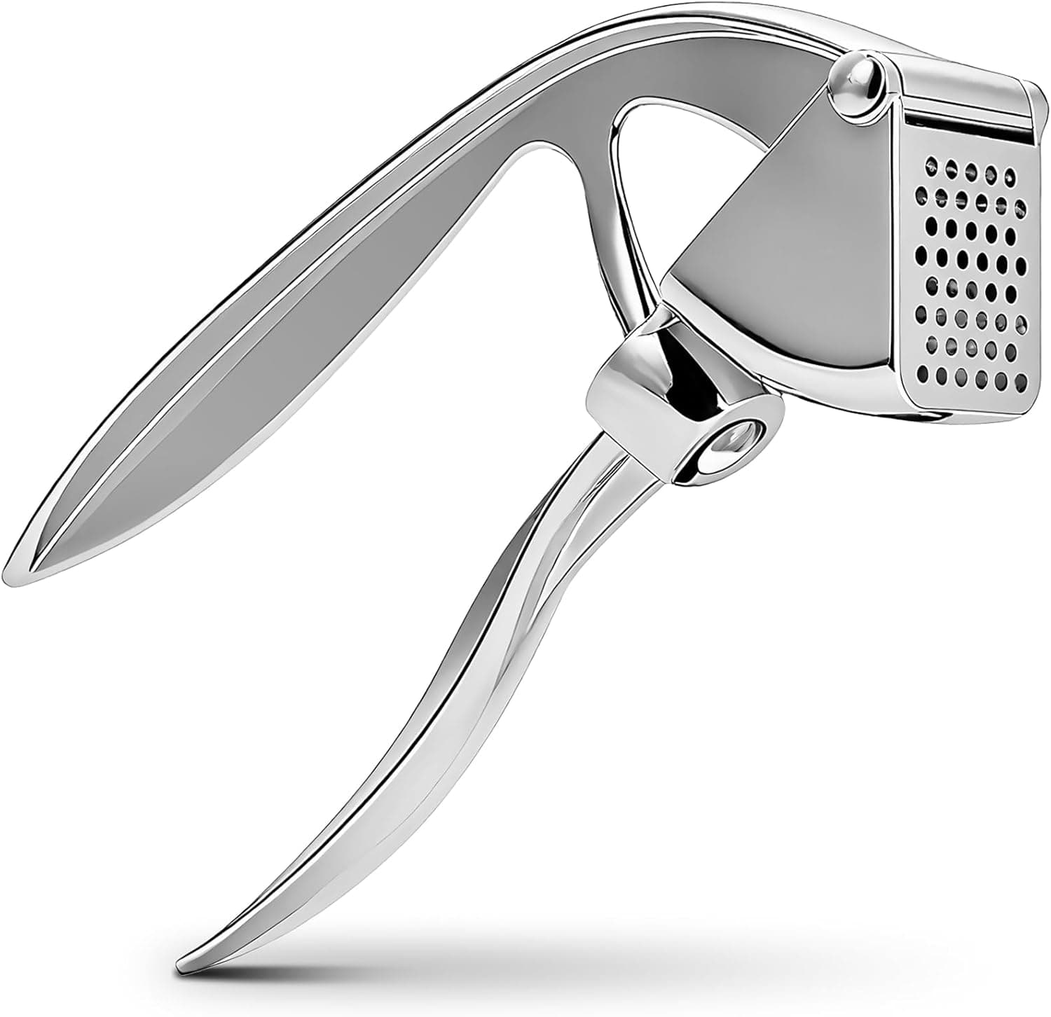Garlic Press, Premium Kitchen Garlic Mincer Masher Tool, Rust Proof & Dishwasher Safe, Heavy Duty Professional Metal Garlic Crusher with Ergonomic Handle, Easy to Squeeze and Clean -Silver