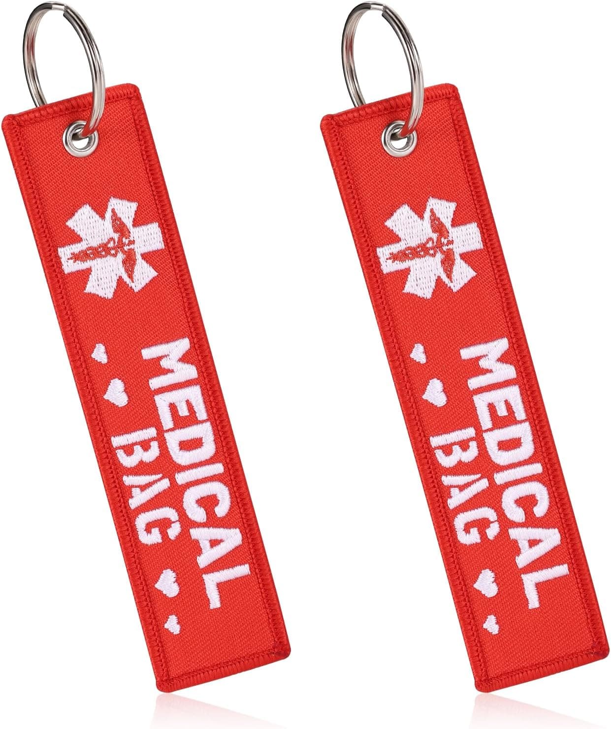 2pcs Medical Alert Tag for Bag, Double-Sided Medical Keychain Equipment Luggage ID Tag with Key Ring for Professional Device Suitcases Backpack