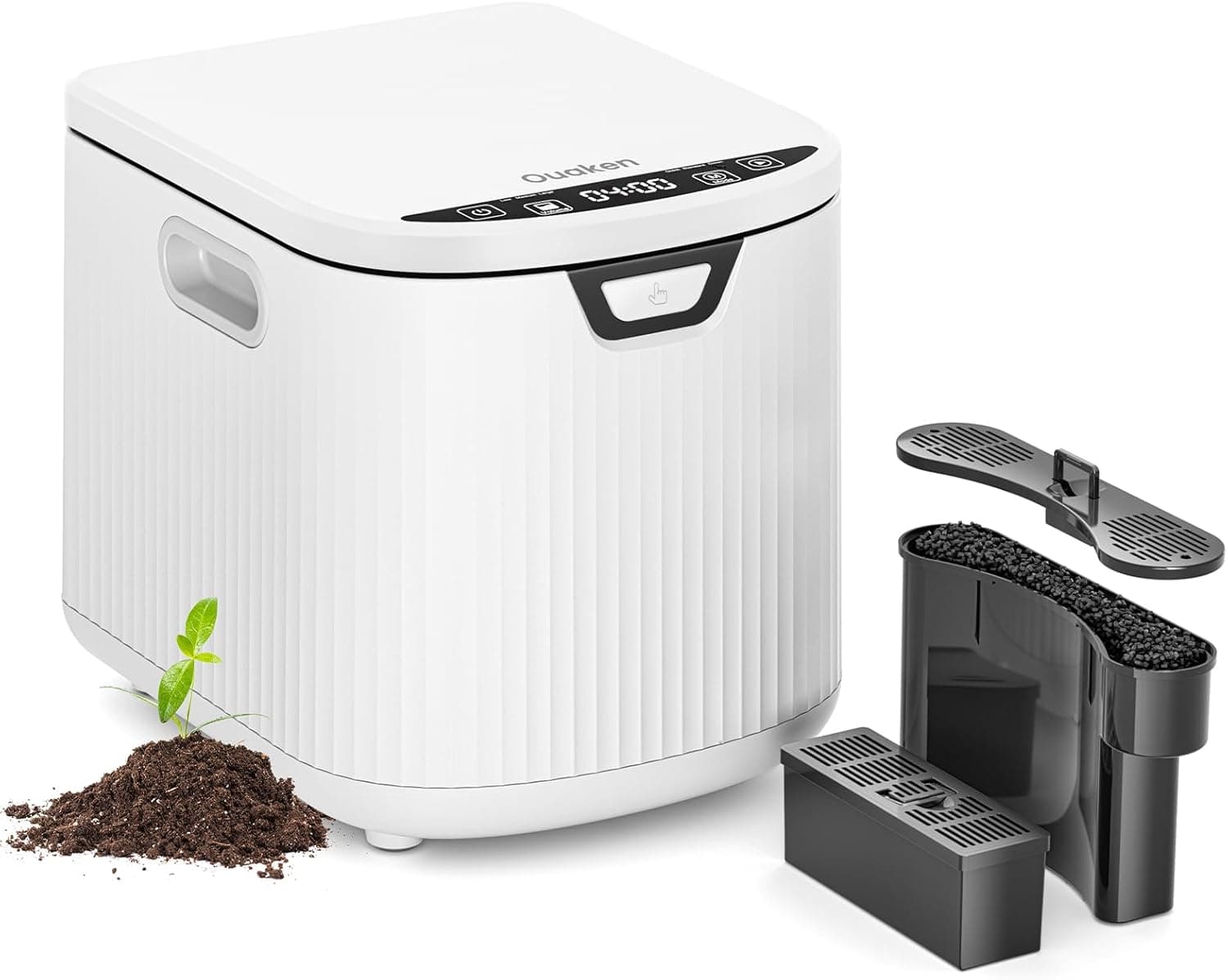 Electric Composter for Kitchen, 3L Indoor Smart Compost Bin Kitchen Waste Compost Machine Countertop, 4-6H Compact Food Recycler for Home with Low Noise, Odorless, Auto-Clean, White